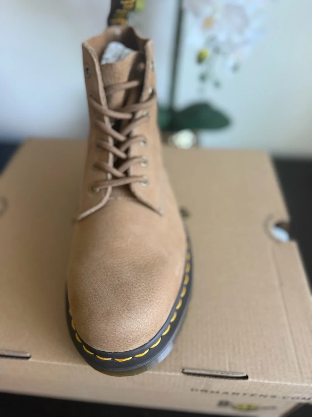 Dr. Martens Tan Nubuck 8-Eye Lace-Up Boots